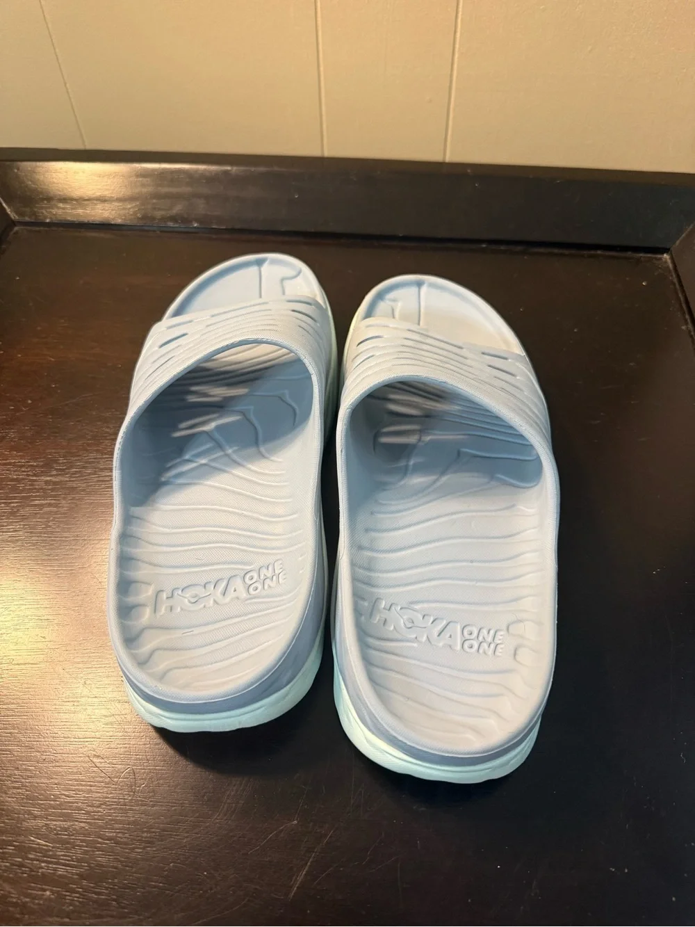 Hoka One One Kids Light Blue Slip-On Slide Sandals